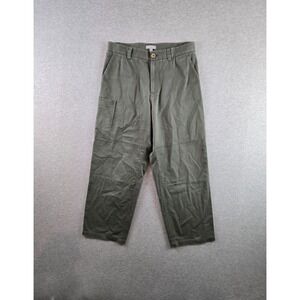 COS Cargo Pants Mens 30R Olive Green Wide-Leg Baggy Cotton Utility Pockets